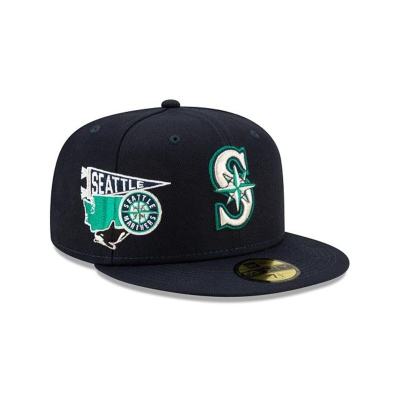 Seattle Mariners Gorra | New Era MLB City Patch 59fifty Fitted Cap Mexico - Azules